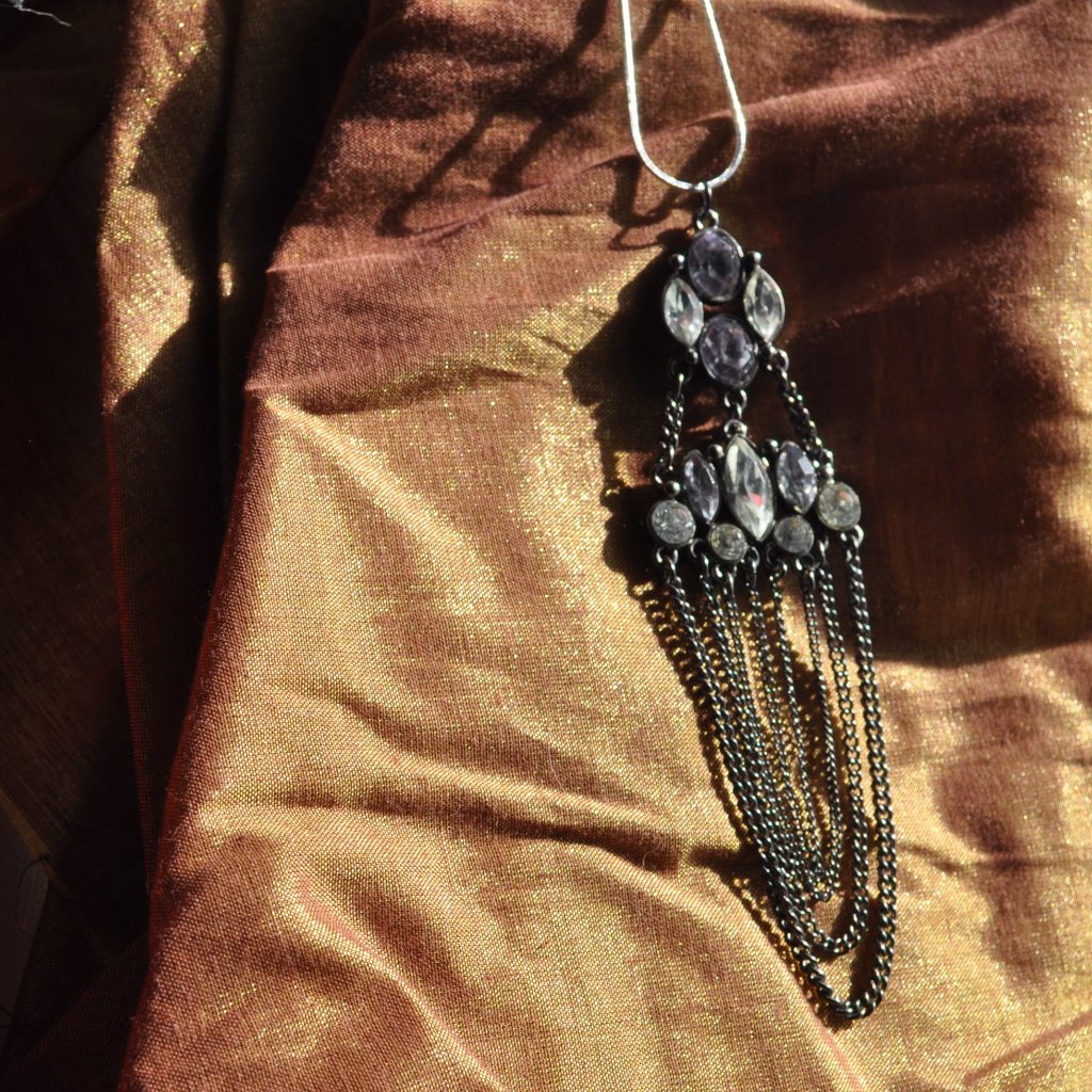 Chain Rhinestone Draping Chandelier Pendant 925 Silver Necklace 3036 65$